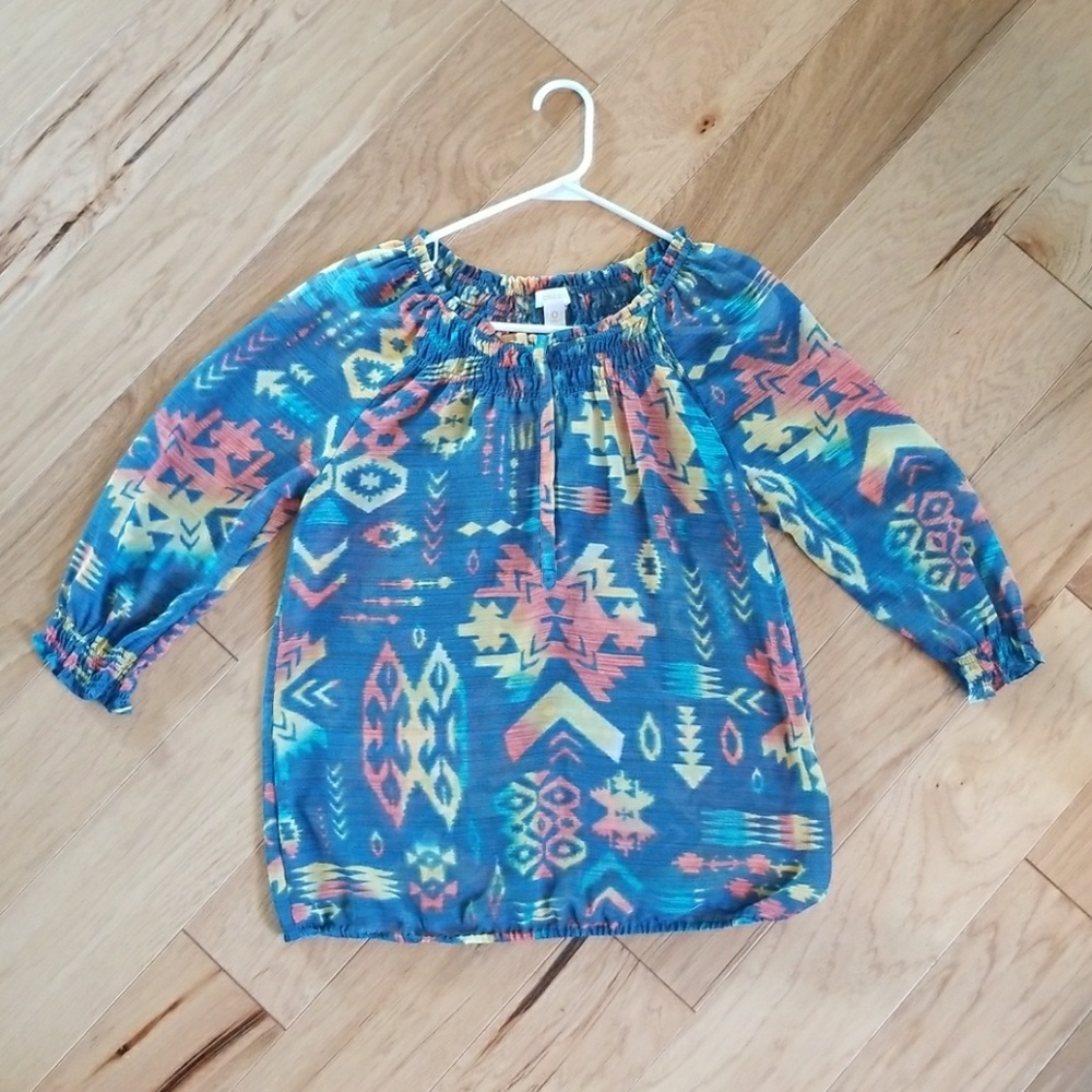 Chico's sz 0 Aztec Southwestern Motif Blouse - Picture 5 of 7